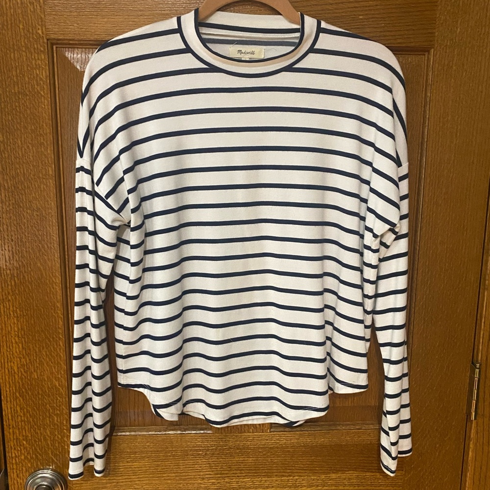 Madewell Navy Blue and White Striped Top Size Small